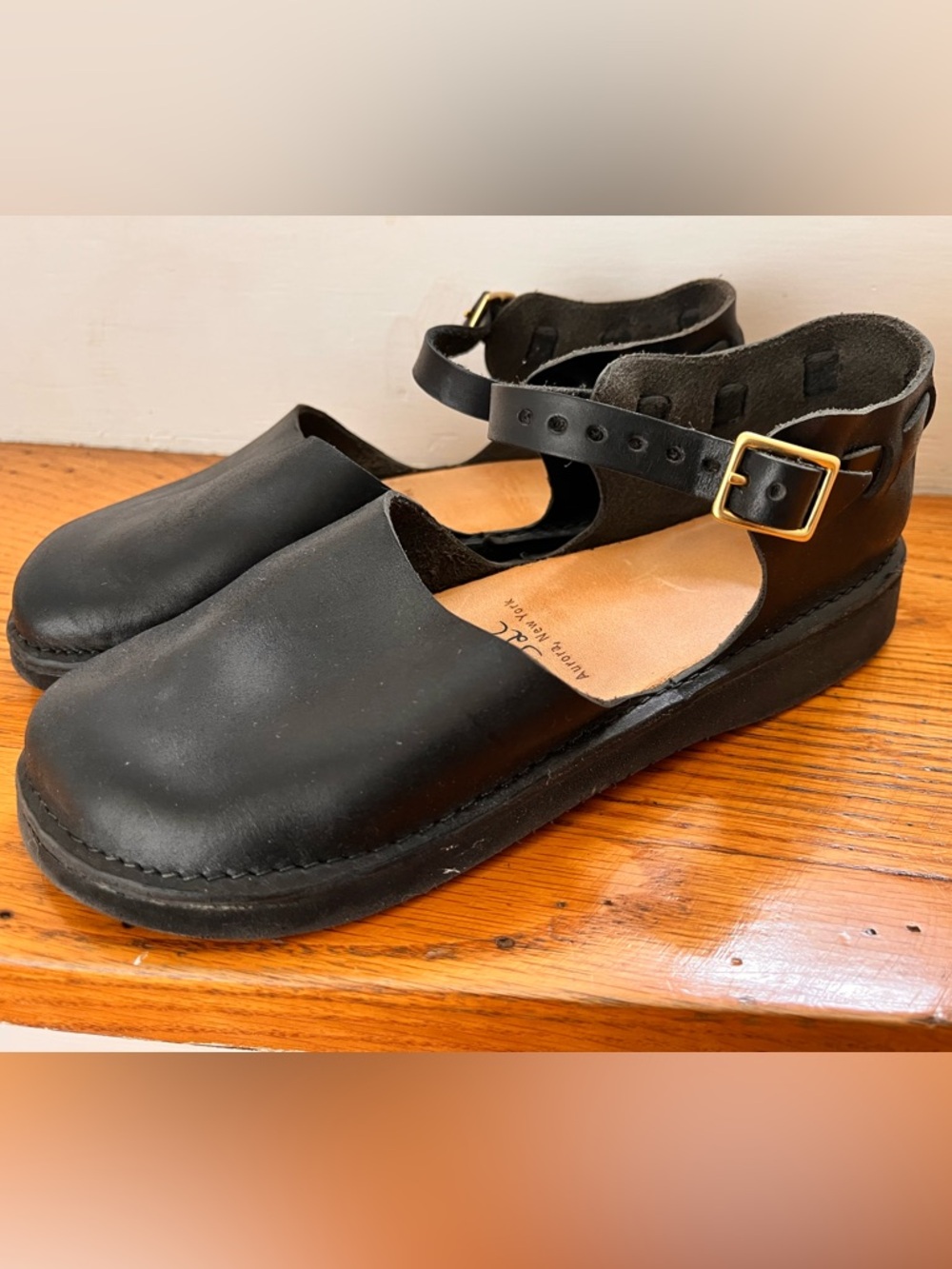 Aurora Shoe Company handmade black leather Mary Janes black 35.5C 5.5 6 VGUC